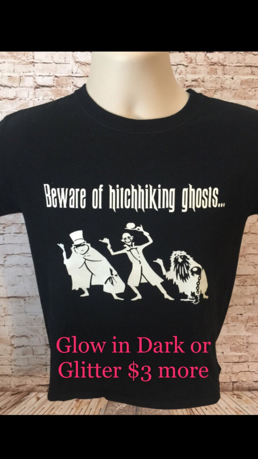 Beware Of Hitchhiking Ghosts The Haunted Mansion Black T-Shirt S-3XL