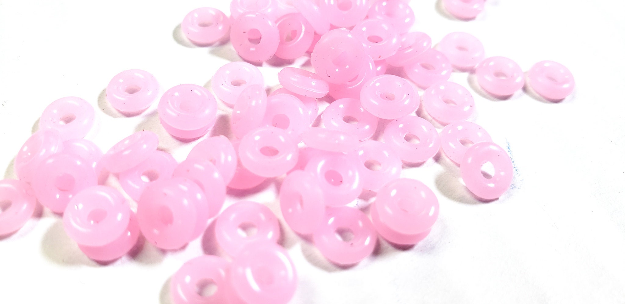 20 Fuchsia Pink Silicone Rubber Stopper Rings for European Bracelets Safety Stop 6mm Findings 44C
