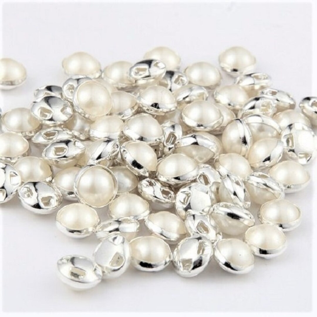 10 Round White Pearl Buttons Acrylic 8mm Button 16x - Etsy