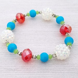 Colorful Bracelet Beaded Bracelet Fun Jewelry Stretch Elastic Present Gift Friend Daughter Stocking Stuffer Birthday Christmas Special