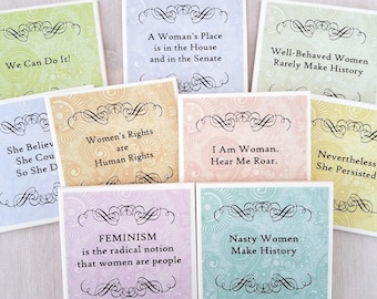 Feminist Quote Coasters - Empowering Women’s Rights Gift, Inspirational Social Justice Decor, Nasty Women Make History, Activist Keepsake