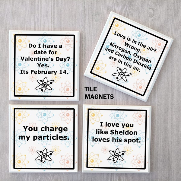 Geek Valentine's Day Gift Nerd Valentines Day Present Big Bang Theory Fan Valentine Gift for Boyfriend Funny Science Gift Tile Magnets  - 4