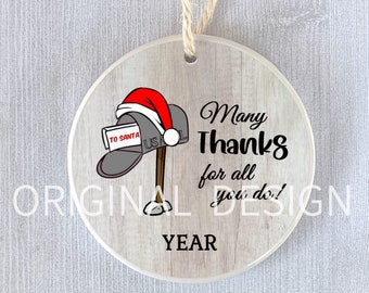 Adorno de agradecimiento para el cartero - Regalo personalizado para el cartero - Recuerdo personalizado de agradecimiento al trabajador postal - Decoración navideña para la cartera