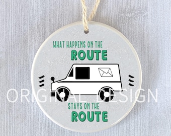 Adorno divertido de cartero/a: regalo personalizado para cartero/a, recuerdo personalizado de camión de correos, decoración navideña ingeniosa para carteros.