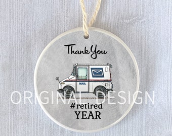 Retired Postal Worker Thank You Ornament - Personalized Mail Carrier Retirement Gift, Custom USPS Mail Truck Keepsake, Postal Service Decor