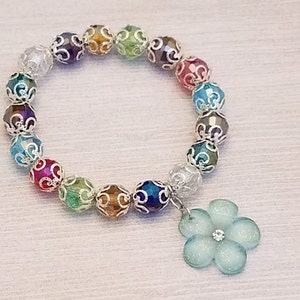 Rainbow Bracelet Colorful Bead Stretch Bracelets Multicolor Beaded Jewelry Gift Girl Birthday Holiday Christmas Hanukkah Special Occasion