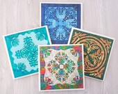 Quilt Coasters Magnets Quilt Pattern Tile Coasters Colorful Quilt Gift for Quilter Sewing Room Decor Present for Mom Gift for Her Gift Sewer