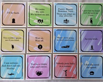 Favorite 1980s Movie Quotes Tile Coasters 80s Movies Eighties Quotes Beverage Coasters Bar Coaster Nostalgic 80 Party Drink Coasters