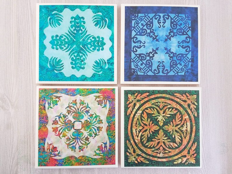 Quilt Coasters Quilt Pattern Tile Coasters Colorful Etsy