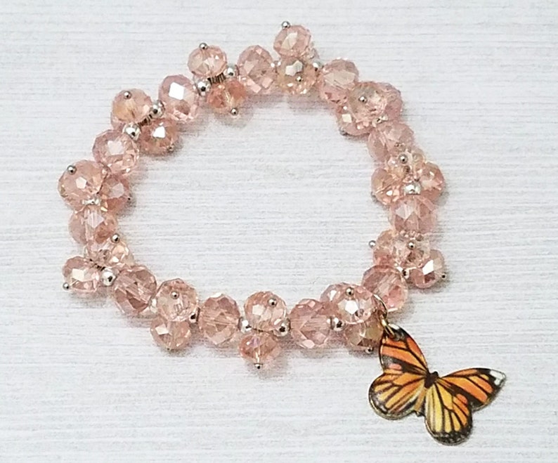 Buy Butterfly Charm Bracelet Pink Butterflies Jewelry Bead Stretch