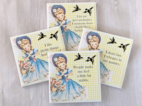 Funny off Color Girl Coasters Magnets Crass Girl Coasters  display picture 2