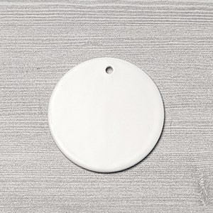 Blank Round White Ceramic Ornament Smooth Porcelain Glazed Ornaments DIY Christmas Gift Holiday Decorating