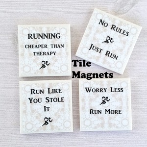 Running Magnets Running Tile Magnets Gift for Runner Gift for Running Gift Running Marathon Runner Kitchen Magnets 5K Running -4