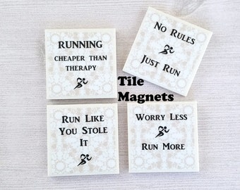 Laufende Magnete Laufende Fliesenmagnete Geschenk für Läufer Geschenk für Laufendes Geschenk Laufende Marathonläufer Küchenmagnete 5K Laufen -4