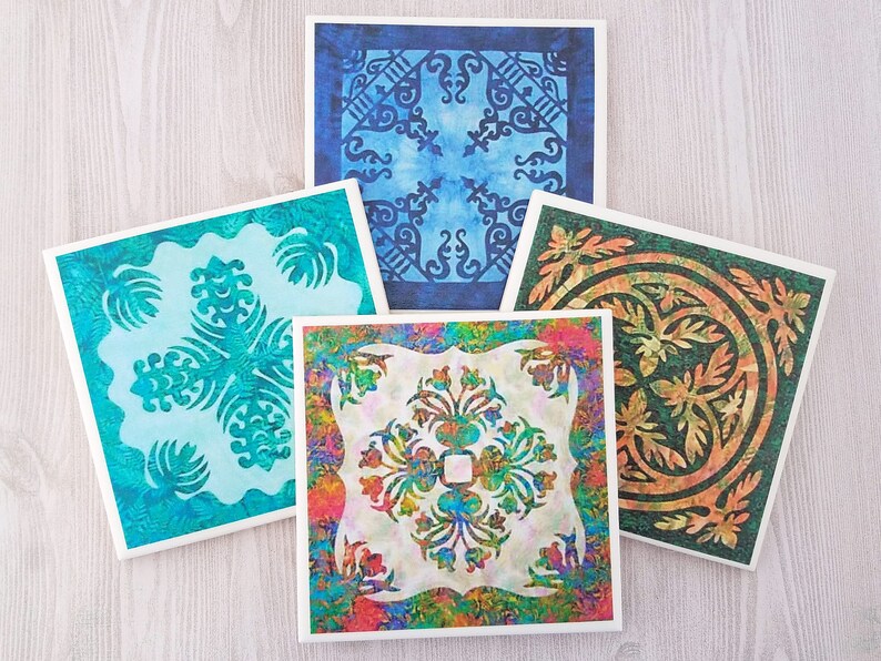 Quilt Coasters Quilt Pattern Tile Coasters Colorful Etsy