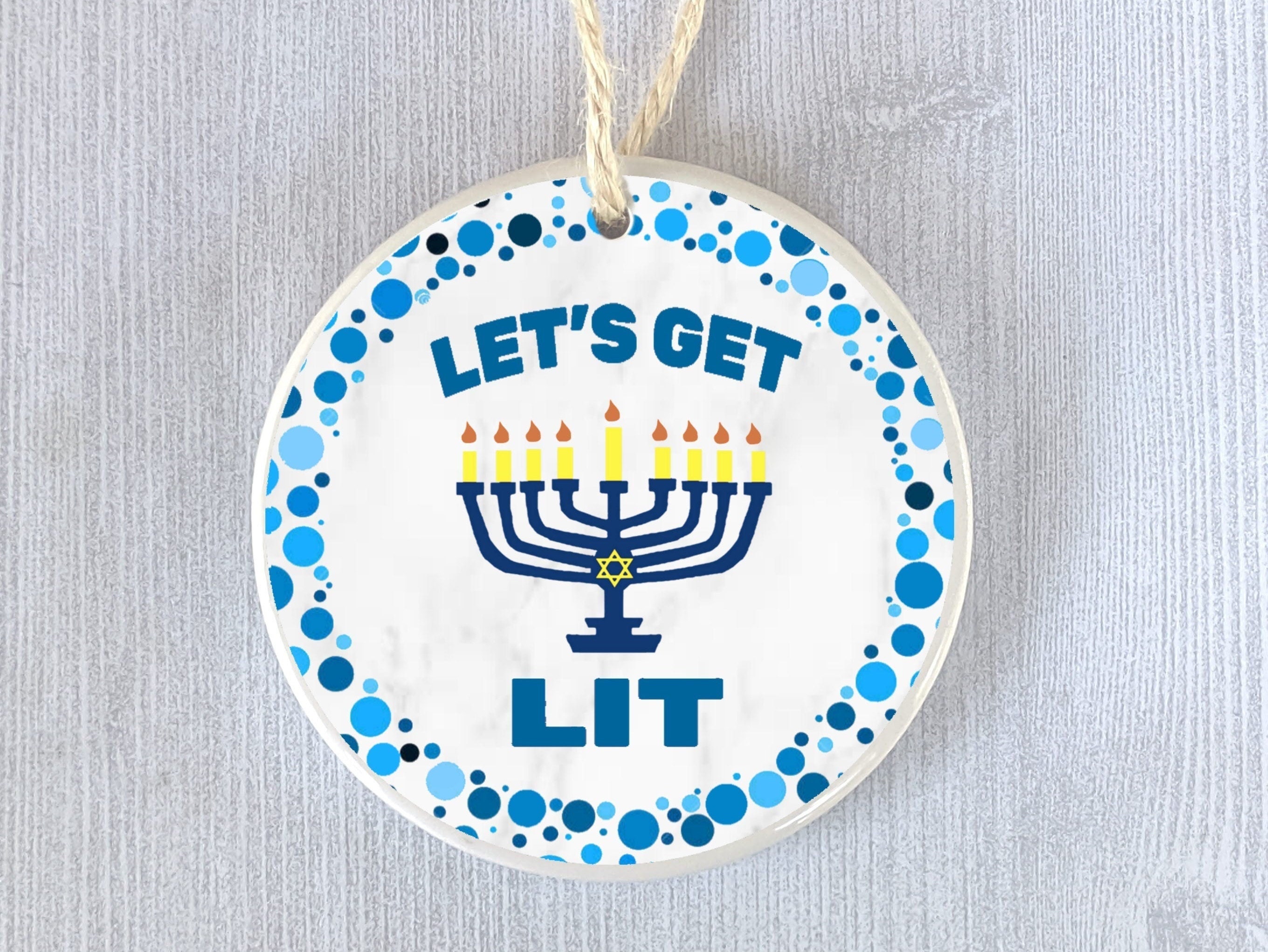 Funny Jewish Ornaments Let's Get Lit Menorah Chanukah Etsy