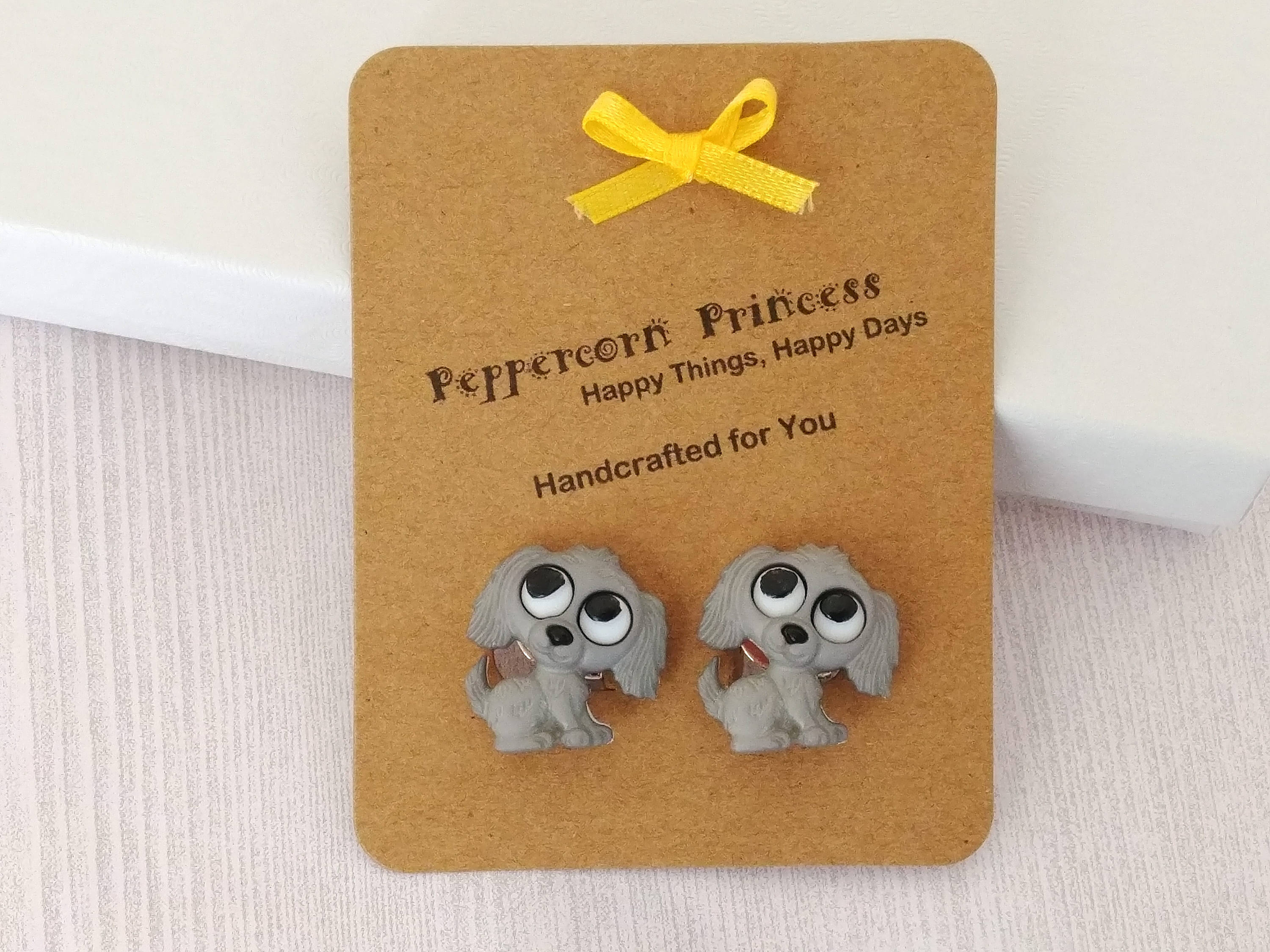 Grey Puppy ClipOn Earrings Dog Clip On Earrings Puppy Etsy