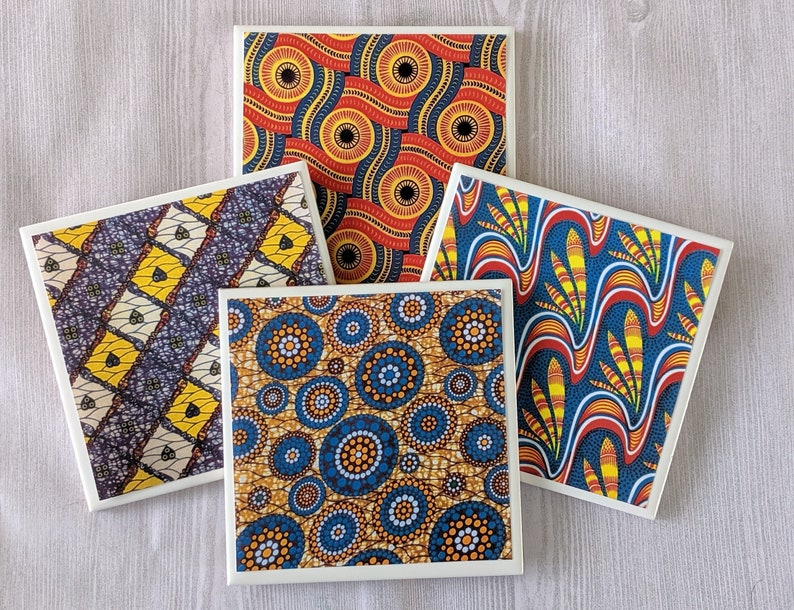 African Coasters African Print Tile Coasters African Etsy