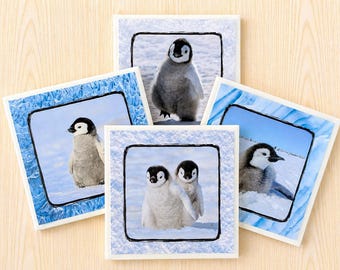 Cute Penguin Coasters - Penguin Lover Gift, Winter Home Decor, Antarctic Wildlife Art, Unique Bird Keepsake, Holiday Housewarming Present