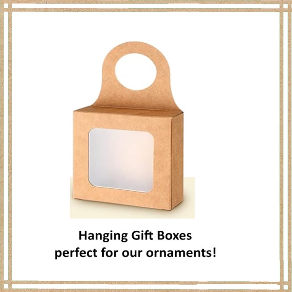 Ornament Gift Box Kraft Paper Wine Bottle Box with Window Hanging Gift Boxes Bottle Hanger Favor Box 3.5 x 3.5 x 1.2 Inches