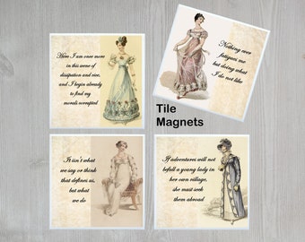 Imanes de Jane Austen Regalo para fans de Jane Austen Orgullo y prejuicio Sentido y sensibilidad Regalo para estudiantes de inglés Regalo para lectores Citas de Austen - 4