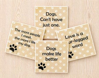 Funny Dog Coaster Set - Personalized Dog Lover Gift, Custom Paw Print Decor, Unique Rescue Dog Keepsake, Witty Pet Lover Holiday Decor