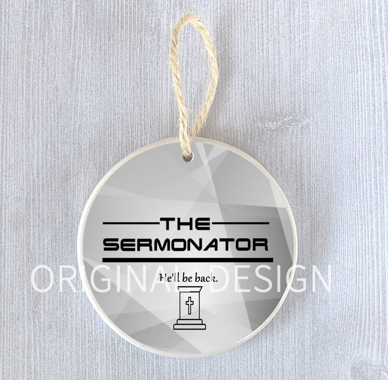 Funny Ornament Priest Pastor Sermon Sermonator Minister Cleric Preacher Rector Vicar Parson Clergy Church Gift Present Thank You Holiday image 1