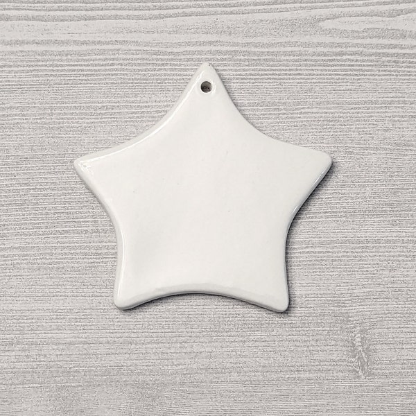 Blank White Ceramic Star Ornament Smooth Porcelain Glazed Ornaments DIY Christmas Gift Holiday Decorating