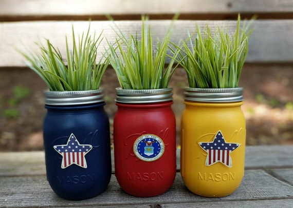 Air Force Mason Jar Air Force Party Decorations Air Force Etsy