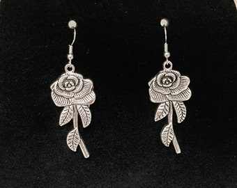 Rose Earrings, Silver Rose Earrings, Silver Flowers, Silver Flower Earrings, Handmade Earrings, Floral Design Earrings