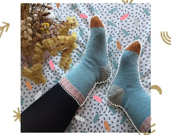 Quadricolor Socks Knitting Pattern Wool Socks French Instructions PDF Instant Download adult size