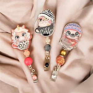 Owl/Unicorn/Sloth Coffee Cup Badge Reel