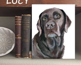 Chocolate Lab "Lucy" Dog - Print of Original Watercolor and Ink