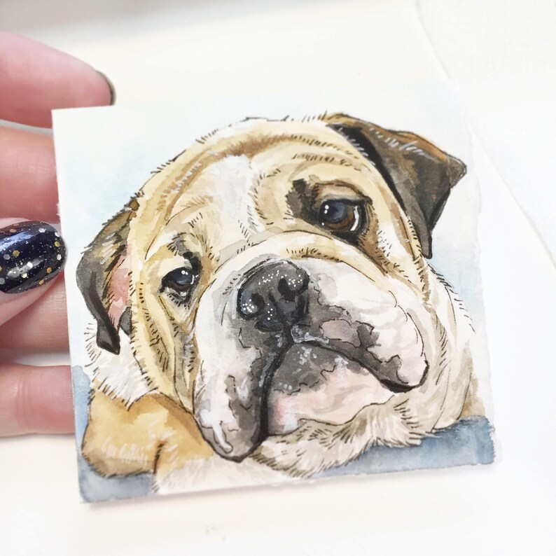 Mini 3x3 Whimsical Custom Watercolor Pet Portrait | Etsy