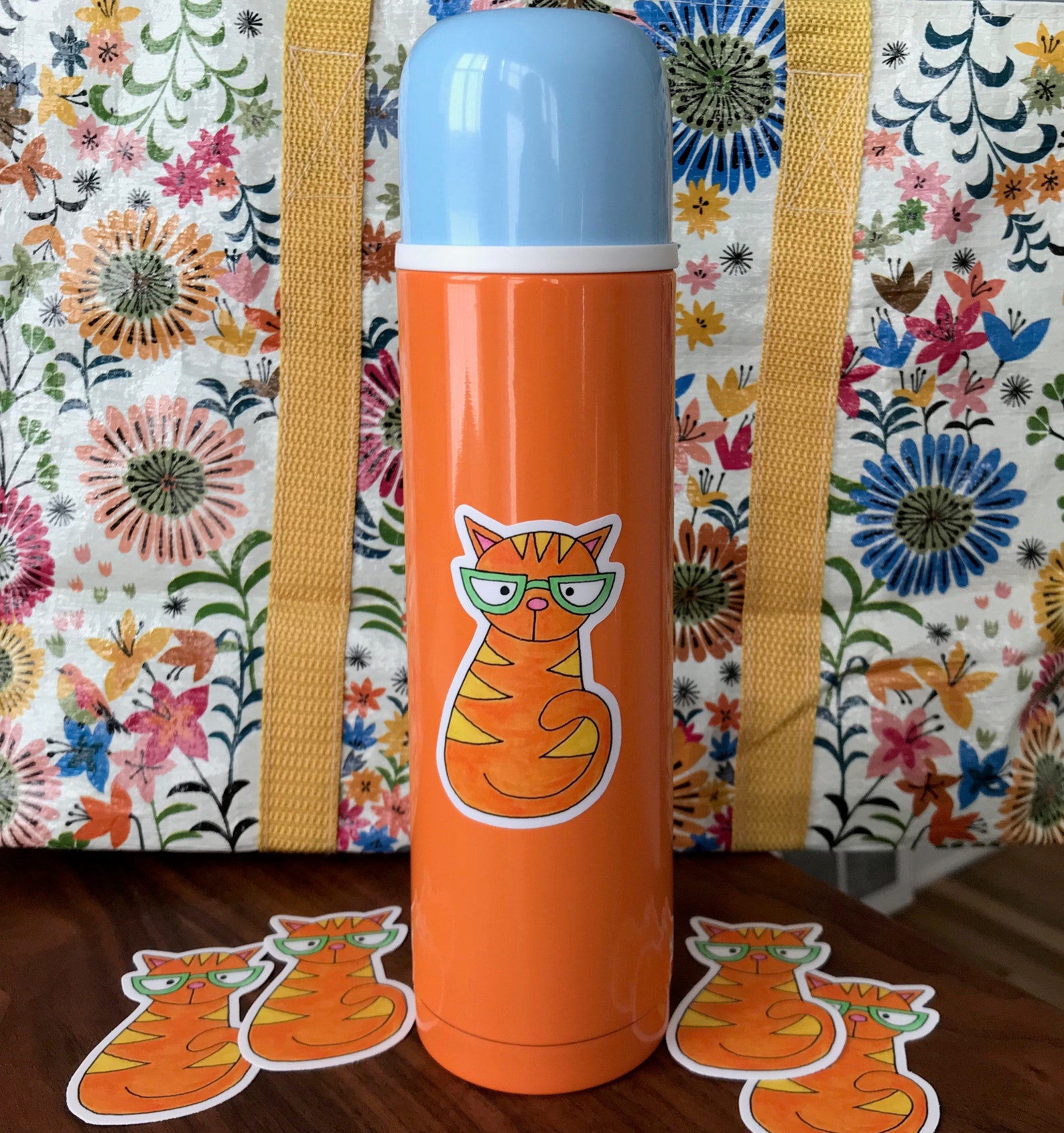 Two Cat Stickers for Water Bottles Reusable Mugs Notebooks Etsy