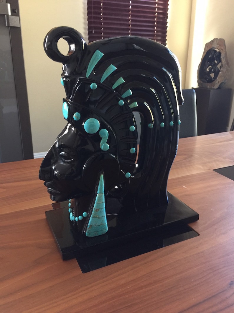 Mayan Obsidian Sculpture Etsy