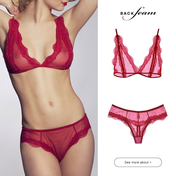 Red Lace Lingerie Sexy Lingerie See Through Lingerie Erotic