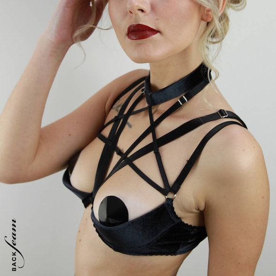 Strappy Cage Bra, Sexy Body Harness, Open Cup Bra, Sexy Gift for Girl,  Erotic Lingerie, Bondage Bra, Erotic Bra, Gift for ANNIVERSARY DAY -   Hong Kong