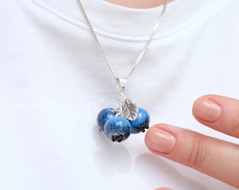 Blueberry lampwork glass pendant ***without chain***