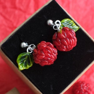 Raspberry Lampwork earrings; murano glass silver earrings