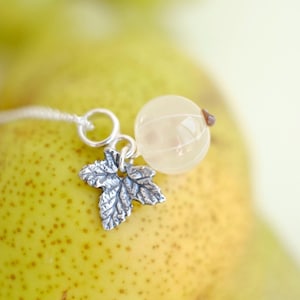 White currant lampwork glass pendant; murano glass berry pendant