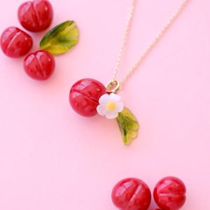 Cherry lampwork murano glass pendant *gold-plated* or *silver*