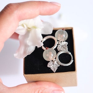 White currant lampwork glass hoop earrings; murano glass berry jewellery