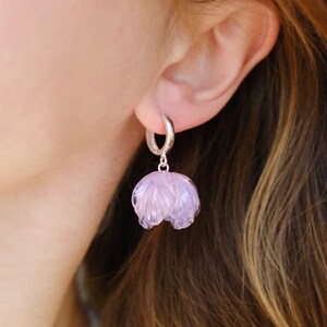 Lampwork glass pink floral earrings flower glass earrings image 3