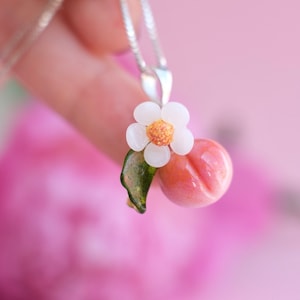 Peach fruit lampwork crystal glass pendant *Without chain*