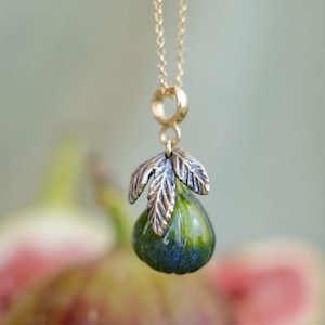 Green fig fruit murano glass pendant *silver* or *gold*