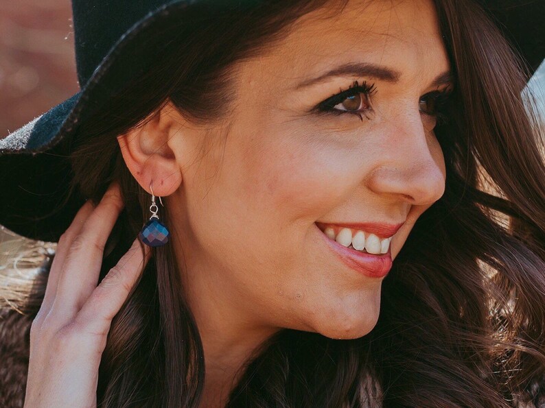 Large Genuine Gemstone Statement Jewelry September Birthstone Gift For Her Sterling Silver Sapphire Earrings