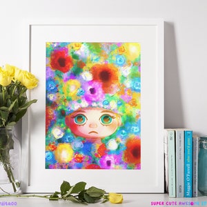 Colourful Flower Crown Art Print, Poster, Movie Artwork, Unframed Wall Art, A6 A5 A4 A3 Print, Pop Culture Art, Illustration, Horror Gift