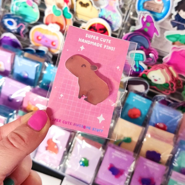 Capybara Pin, Capybara Gifts, Handmade Pins, Pin Badges UK, Capybara Birthday, Artist Pin, Cute Animal Pins, Wildlife Art, Wildlife Pins