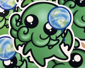 Cute Cthulhu Sticker - 3 inch Die Cut Sticker  - Cute HP Lovecraft Sticker - Laptop Stickers - Phone Sticker - Cutethulhu - Horror Sticker